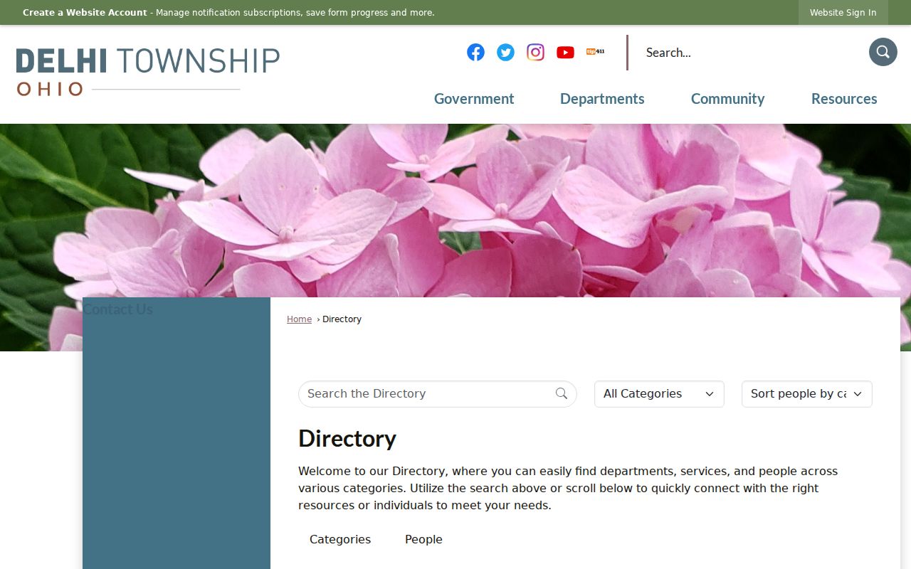 Delhi Township city directory context from the official department directory