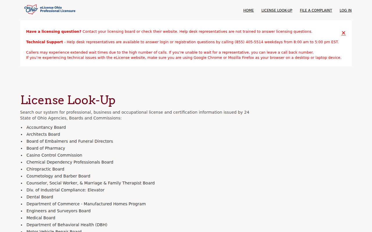 Delhi Township resident lookup through Ohio eLicense verification