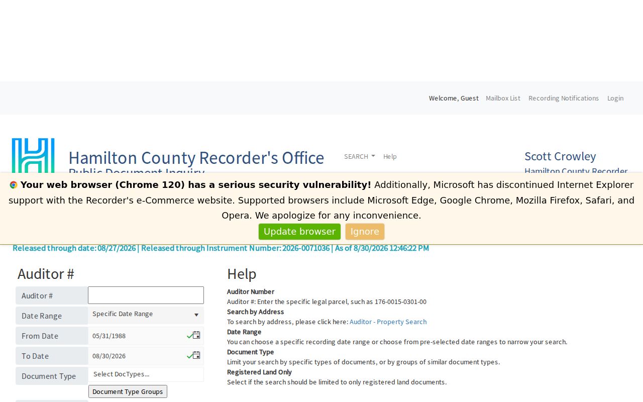 Delhi Township street directory view of Recorder Acclaim Auditor parcel-number search
