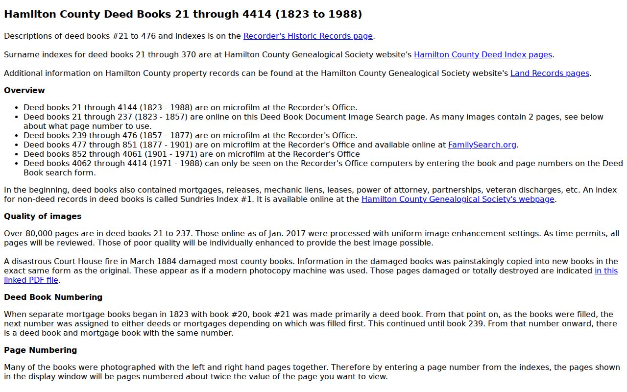 Delhi Township street directory historic Hamilton County deed-book search guide