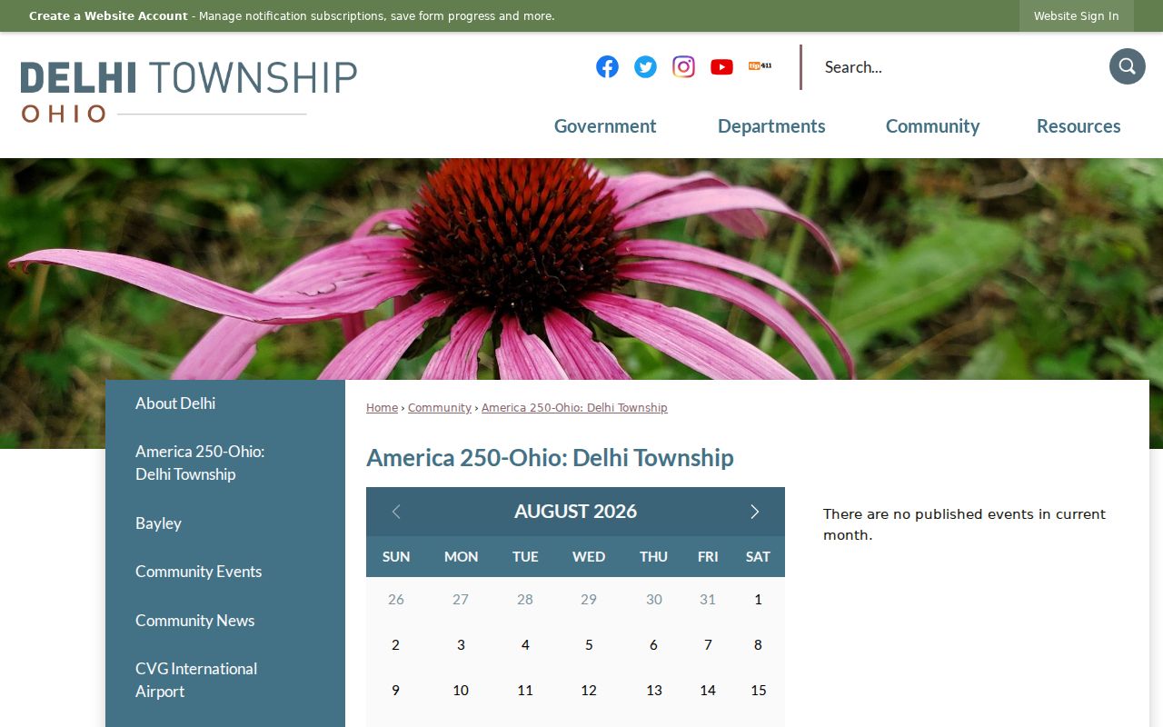 Delhi Township ZIP code directory history context from the America 250 page