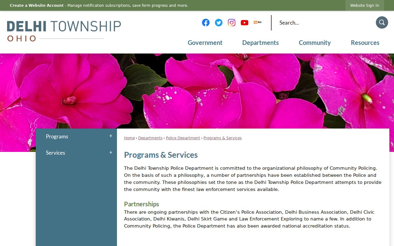 Delhi Township ZIP code directory context from official programs and services